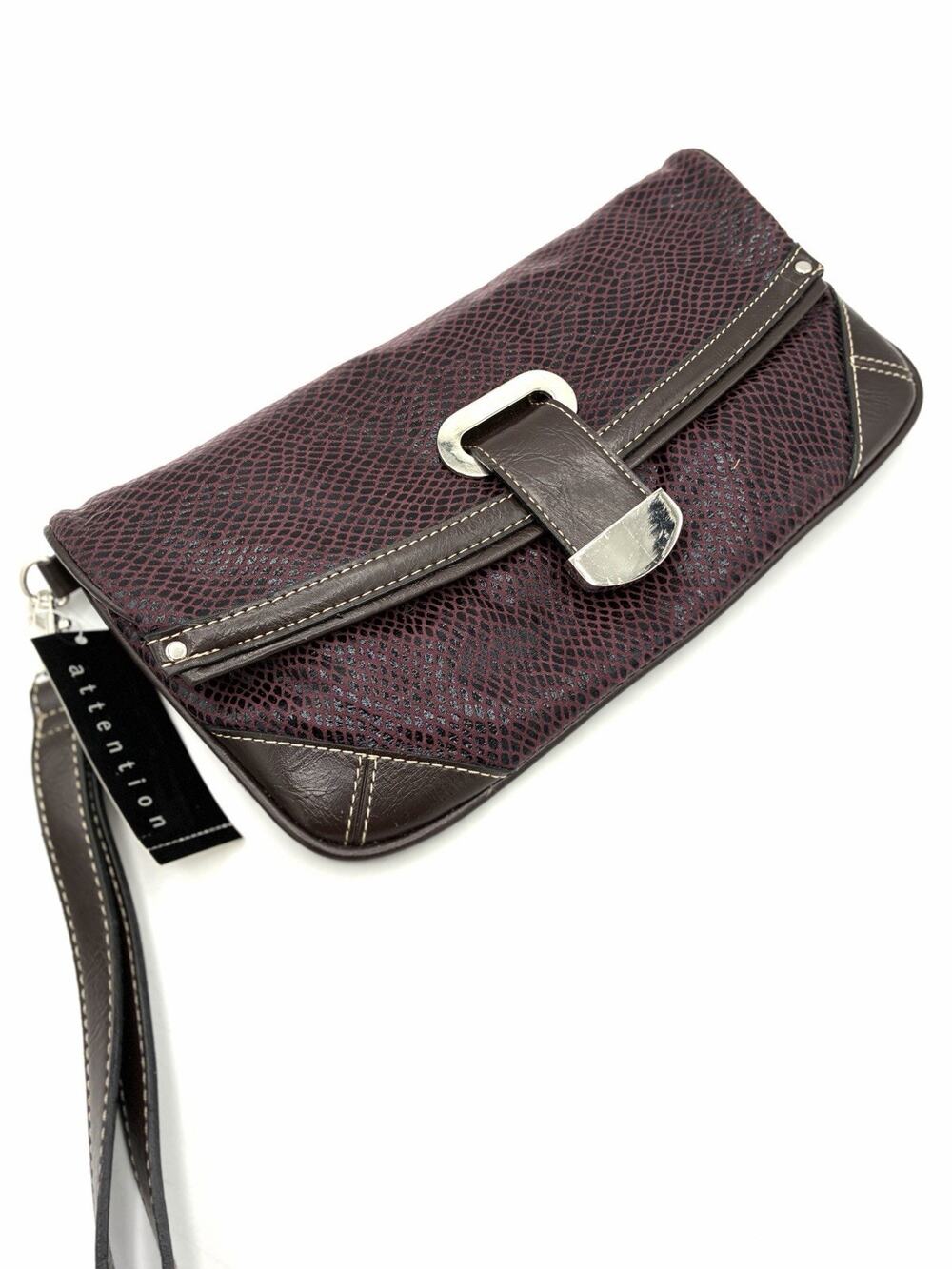 Y2K Attention Kmart Clutch Wristlet NOS Burgundy Snakeskin Print Purse